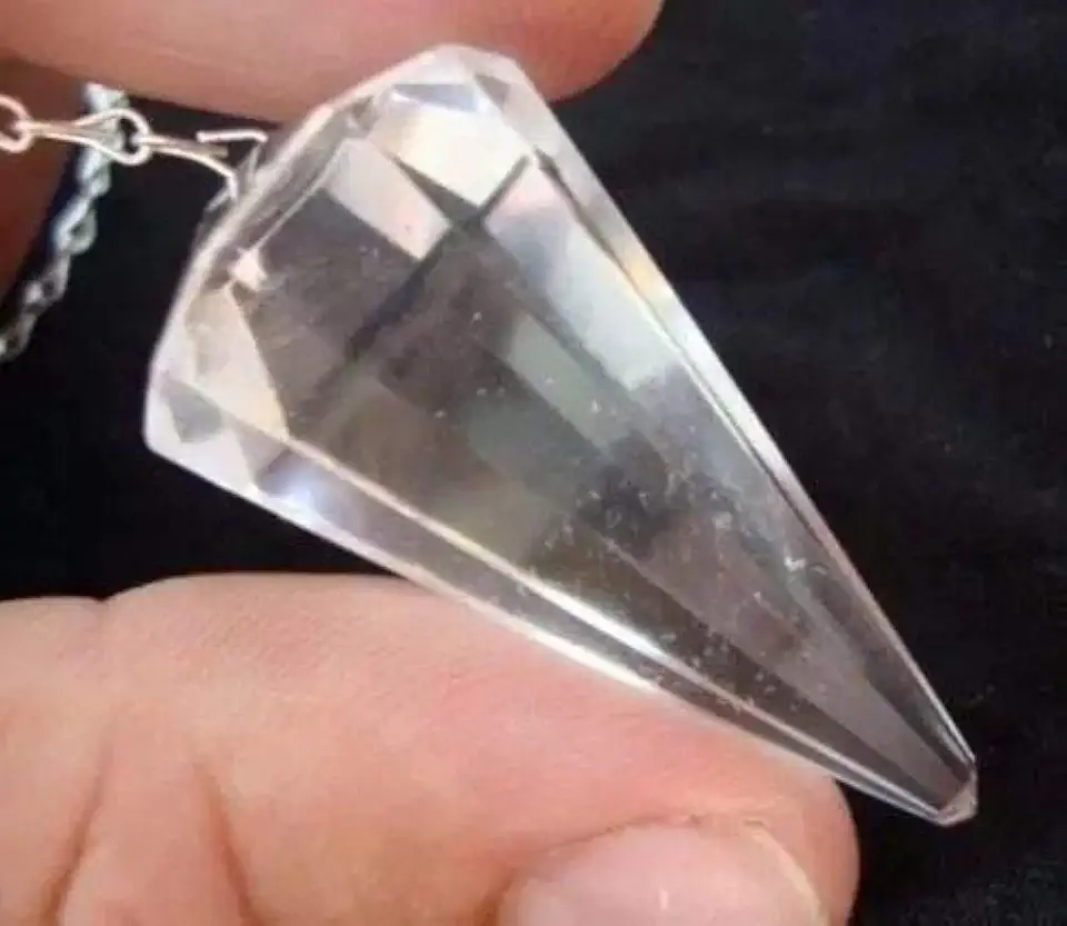 Pêndulo De Pedra Cristal De Quartzo Facetado P/Radiestesia