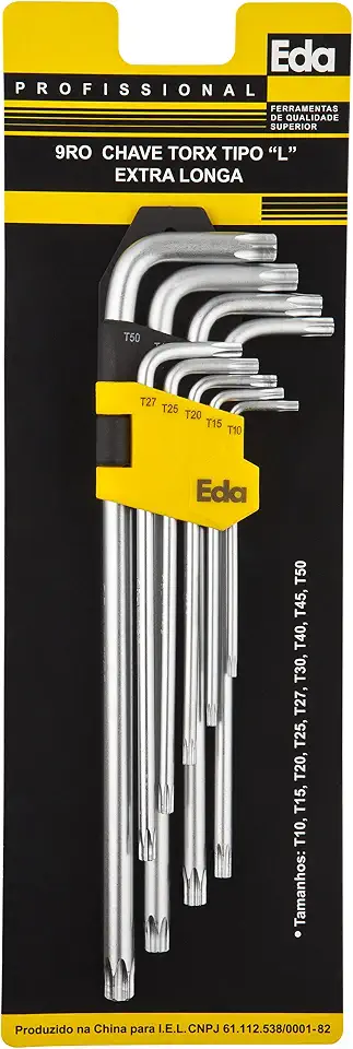 EDA Chaves Torx Tipo L 9 Peças Extra Longas Eda