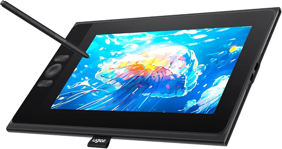 UGEE Tablet de desenho UE12 de 11,6 polegadas com tela, tablet gráfico com tela totalmente laminada, gama de cores sRGB 124%, caneta sem bateria e 8 teclas de atalho, bloco de desenho compatível com