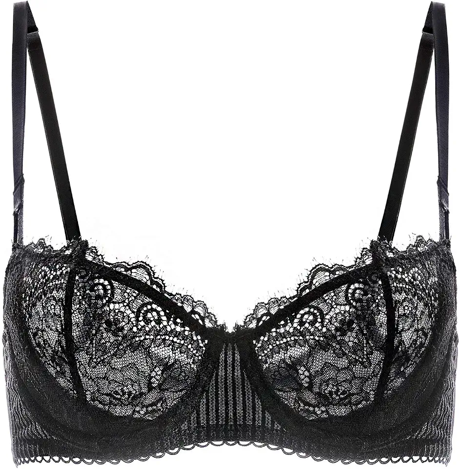Sutiã feminino sexy de renda push up plus size sutiã transparente balconette com armação sem forro