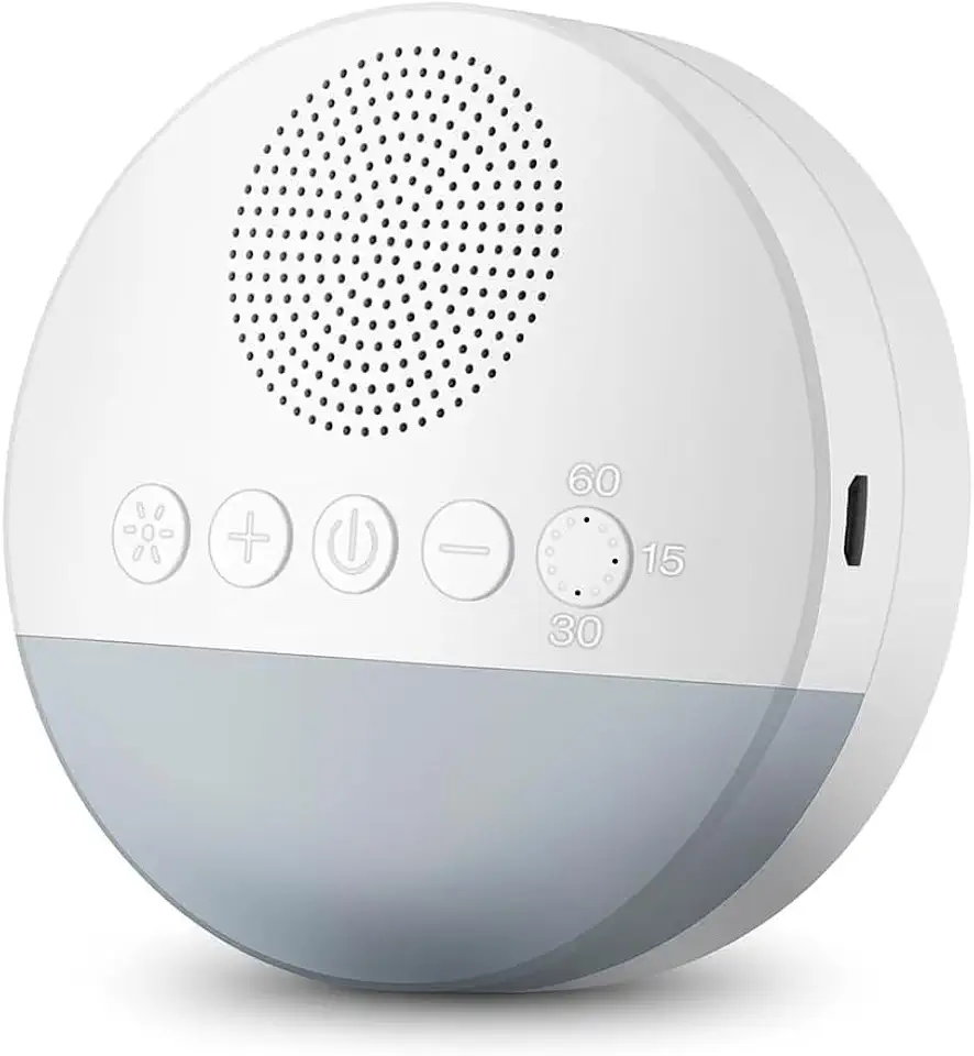 Aparelho de Som Ruído Branco para Bebê e Criança, Luz de Respiração Suave, Temporização Inteligente 15/30/60 Min, Relaxante, para Todas as Idades Premium