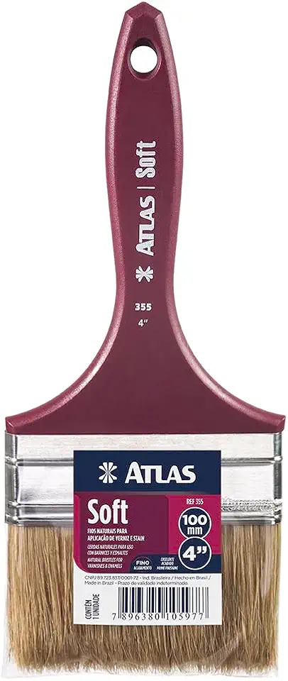 Atlas - Trincha Médica para Pintura com Cerdas Brancas, 100% Naturais, Extra-macia de 4 Polegada