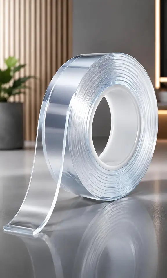 Fita Dupla Face Nano Gel Transparente Extra Forte Lavável Reutilizável 2 metros — Fixa Quadros, LED, Espelhos e Objetos Sem Furar Parede — Alta Fixação Multiuso