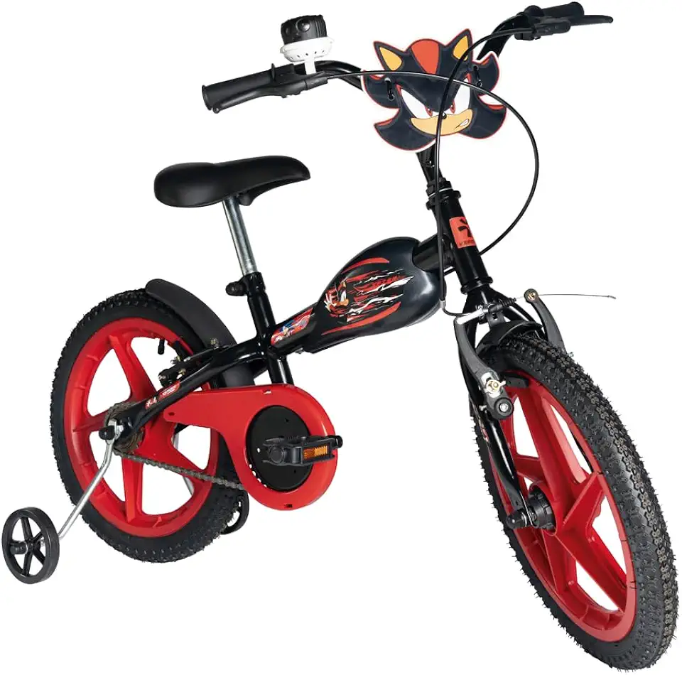 Verden Bicicleta Infantil Sonic Shadow Aro 16 com Rodinhas de apoio