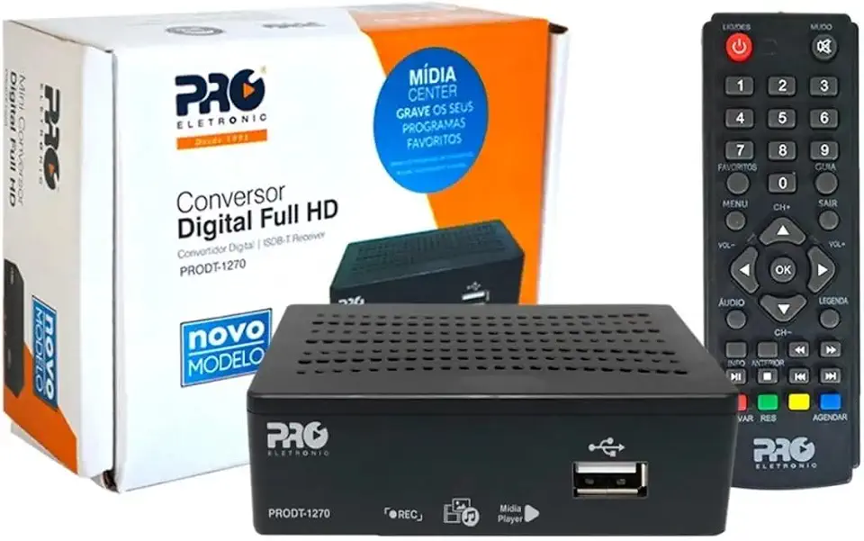 Conversor Digital Full HD HDMI USB Gravador TV Digital Para TV Antiga Tubo LED LCD Proeletronic P