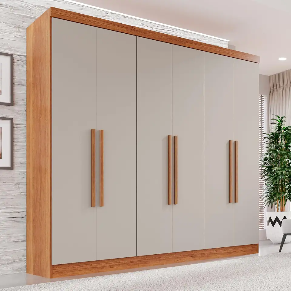Guarda-roupa Casal 6 Portas 2 Gavetas França Cinamomo/Off-White