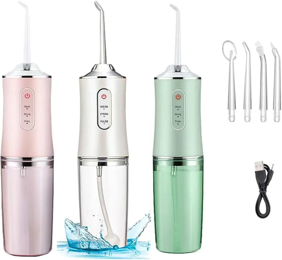 Irrigador Oral Limpeza Profunda Jato De àgua Supersônico 3 Modos Diferentes Tanque de 230ML Eletrico Dentes e Gengiva Aparelho Ortodôntico Enxaguador Bucal Eletrico - Premium