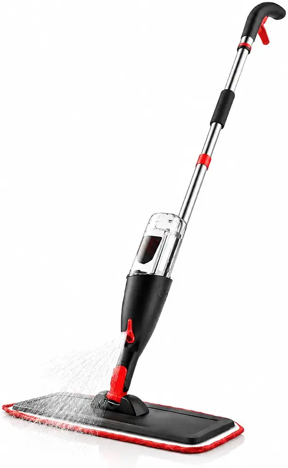 Mop Spray Giratório com Reservatório 380ml + Microfibra Lavável – Esfregão com Spray para Limpeza Pesada em Piso Laminado, Porcelanato, Madeira e Cozinha