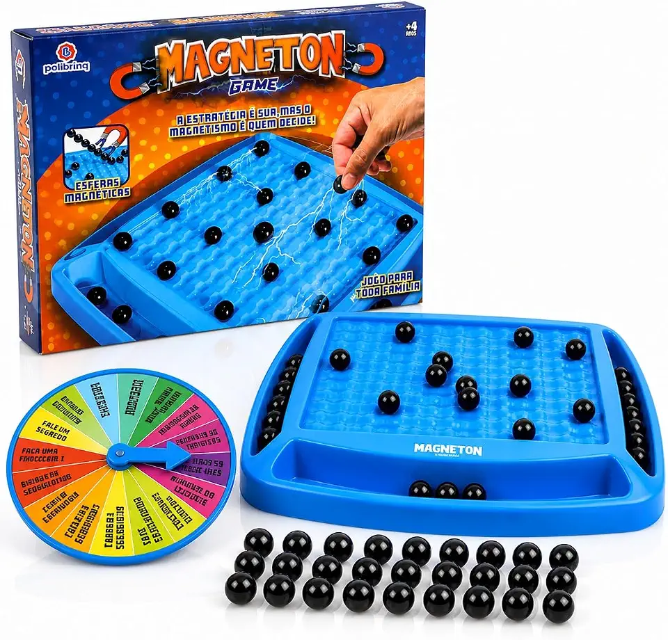 Jogo Magnetico Magneton Game com Esferas Magnéticas | Jogo de Estratégia e Raciocínio para Família | Brinquedo Educativo +4 Anos | Jogo de Estratégia | raciocínio, diversão em família