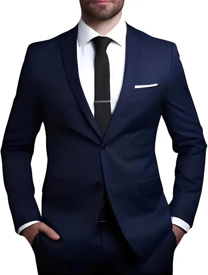 Terno Microfibra Azul Marinho Slim Italiano Blazer e Calça