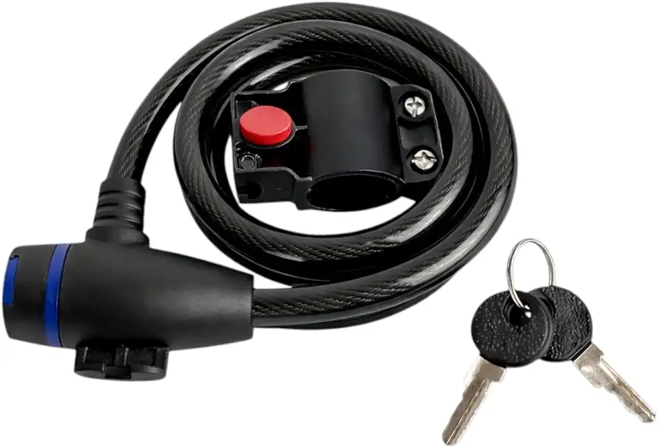 Cadeado para Bicicleta 1,2cm x 120cm c/suporte, Cabo de aço reforçado, 2 Chaves (Preto)