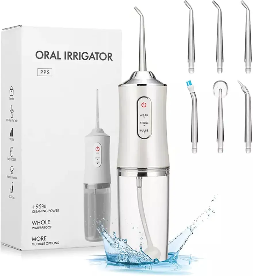 Irrigador Oral Limpeza Profunda Jato D àgua Supersônico 3 Modos Diferentes Tanque de 220ML Eletrico Dentes e Gengiva
