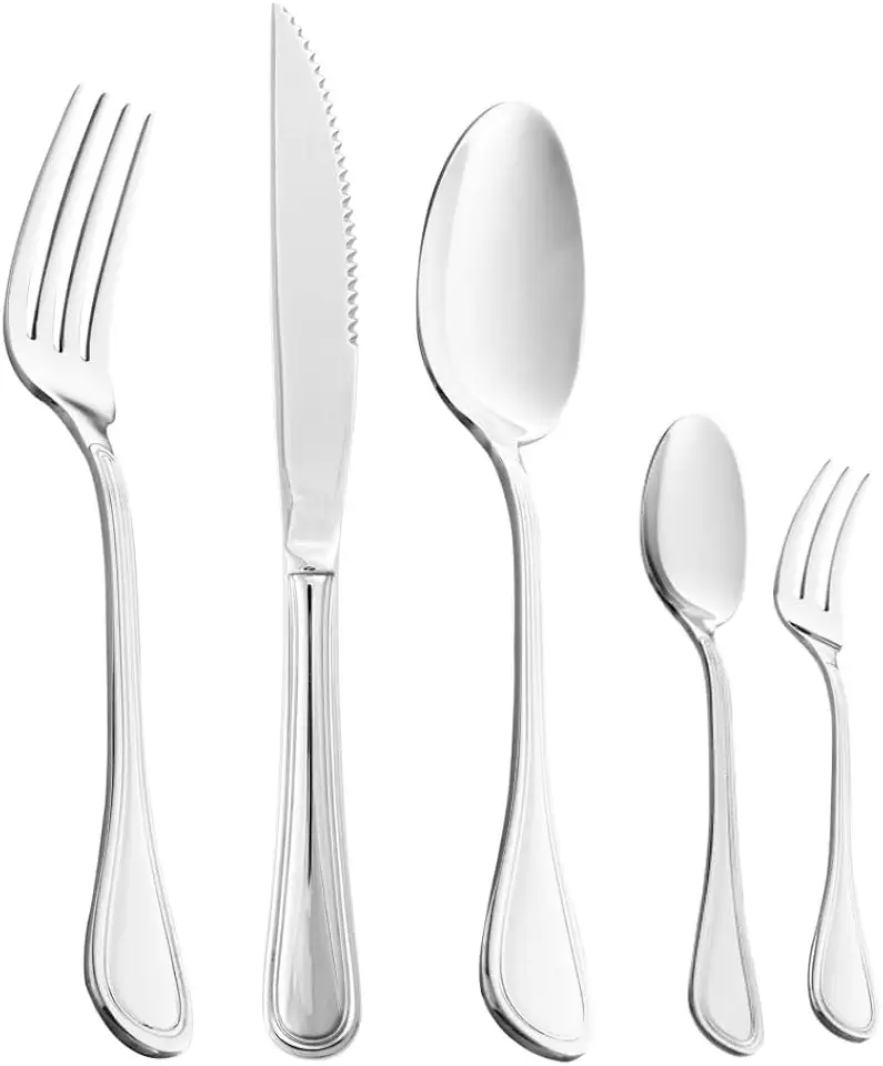 WOLFF - Faqueiro 30 Peças com Faca para Churrasco de Aço Inox Avalon - Serve 6 Pessoas - Jogos de Talheres - Mesa Posta - Utensílios de Cozinha, Enxoval, Casamento, Decoração