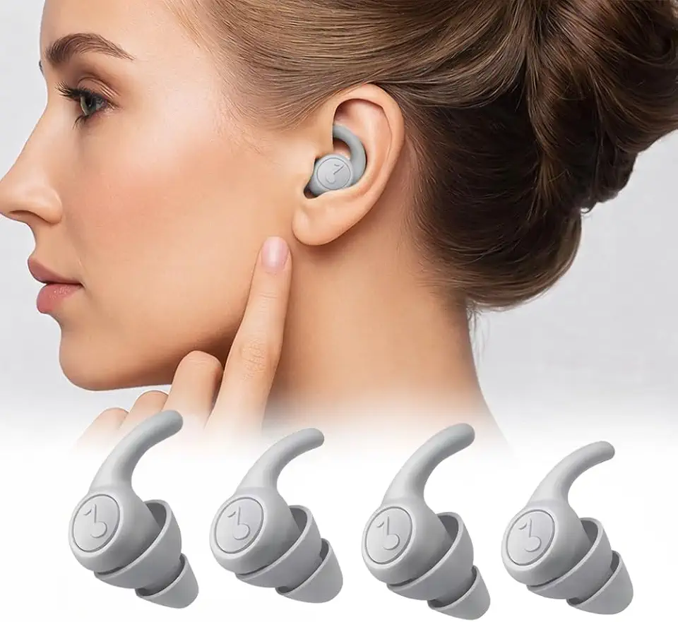 Protetor Auricular, Antirruido, 2 Pares com Caixinha Acrilica, Design Ergonômico, Material Silicone Macio e Reutilizável, Ideal para Dormir, Natacao, Trabalho, Estudo