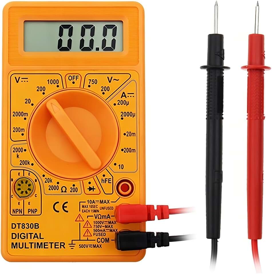 Multímetro Digital Profissional Portátil + Cabos + Bateria 9V - Medidor Elétrico Completo