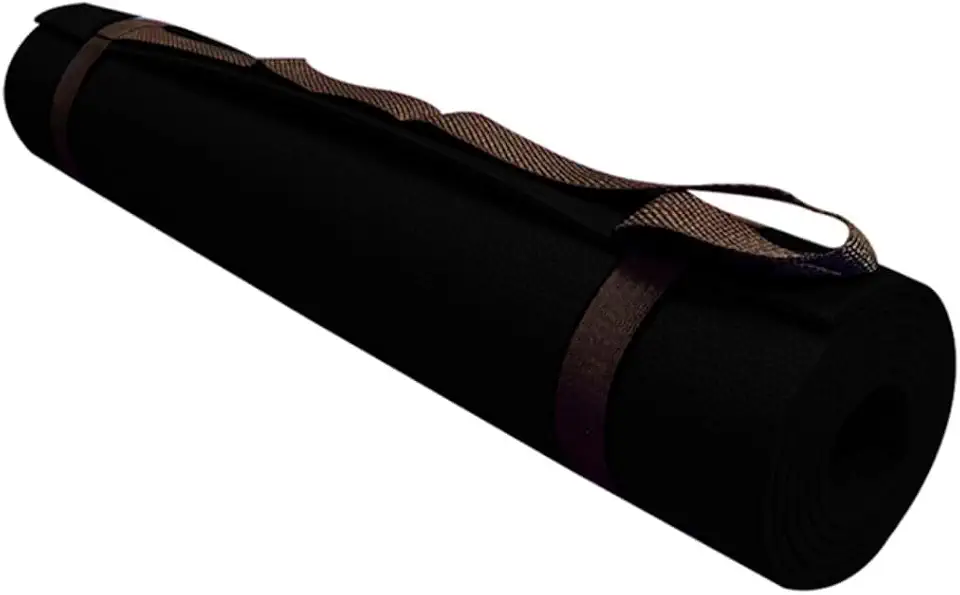 Tapete de Yoga em EVA com Alça de Transporte 170x60 cm Preto Ideal para Exercícios e Meditação