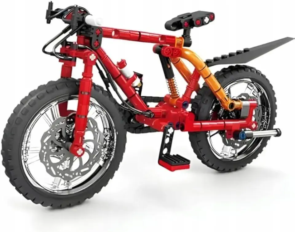 EXPERIÊNCIA PERFEITA - Kit +200 peças Conjunto de Blocos de Montar Construção Miniatura Bike Profissional com Mola Presente para Adultos e Crianças (BIKE VERMELHO FOGO 212PÇS)