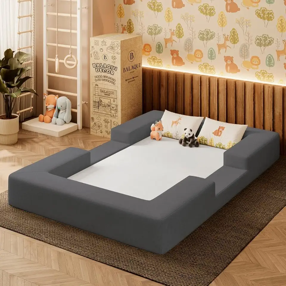 Cama Montessoriana Berço Infantil 100% Espuma Balaqui Decor Cor:grafite