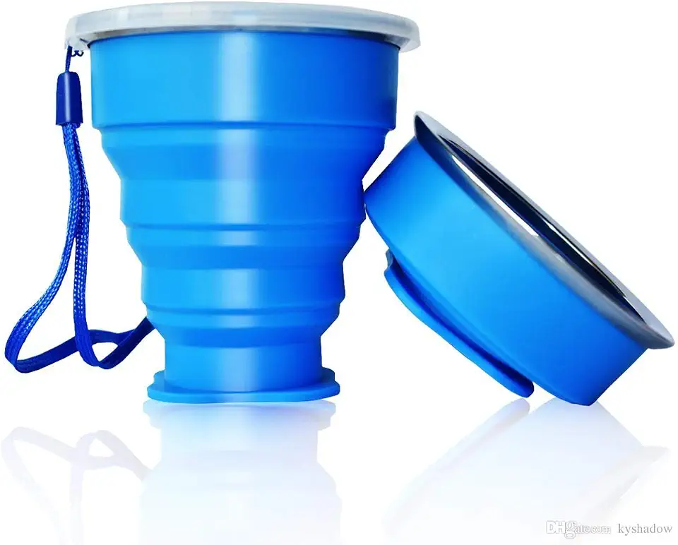 Copo Retrátil De Silicone Azul 200ml Azul