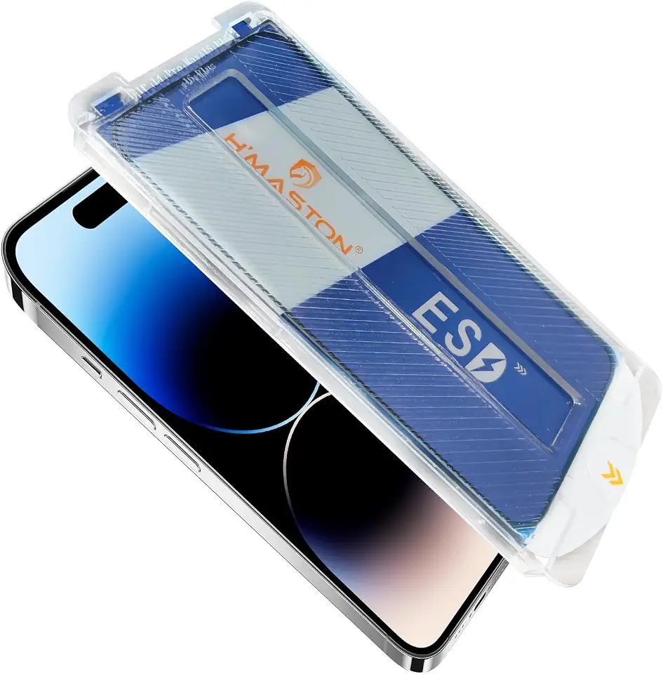 H'MASTON Película com Aplicador Vidro Temperado Pelicula para Celular Ultra-Slim Dureza 9H Compatível com iPhone XR e Superior (iPhone-14-Pro)