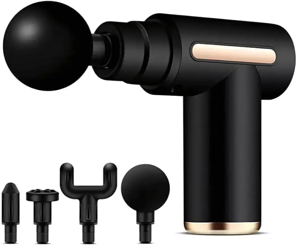 Massageador Elétrico Pistola Muscular Profissional Recarregável 4 Ponteiras Massagem Relaxante Alívio Dores Pós-Treino Miofascial Fitness Corpo Inteiro Esportivo Portátil Silencioso Premium