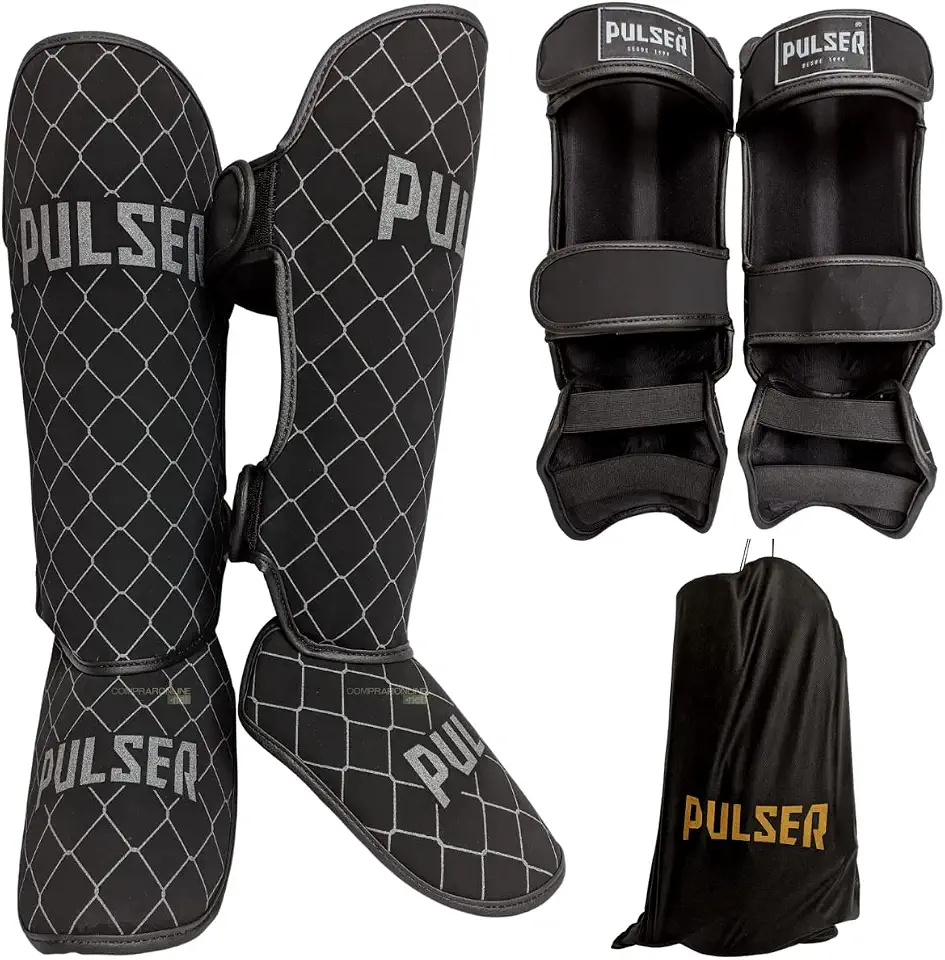 Caneleira Muay Thai Protetor Canela Pulser Thunder Fight 20 MM - 30 MM Kickboxing Profissional Original