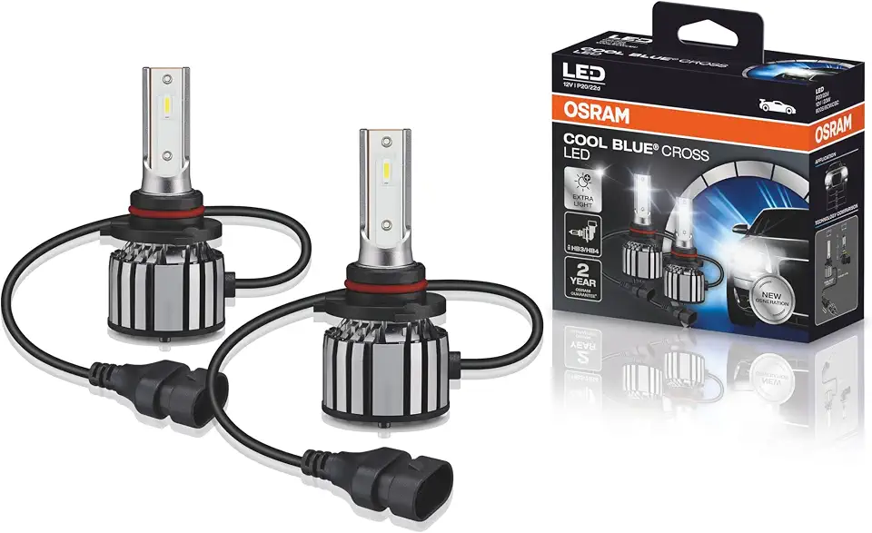 KIT LED COOL BLUE CROSS HB3/HB4 OSRAM - 9005/6CW CBC - Potência 23W - Tensão 12V - 2 anos de Garantia - 6000K Branca Azulada