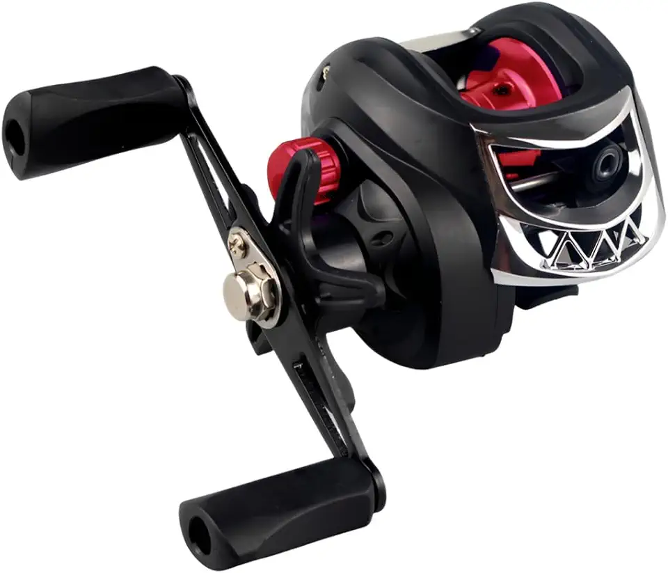 Carretilha de Pesca Mão Direita 7.2:1 com 8 Discos Magnéticos, 10 Níveis de Freio e Guia Cônico para Água Doce e Salgada