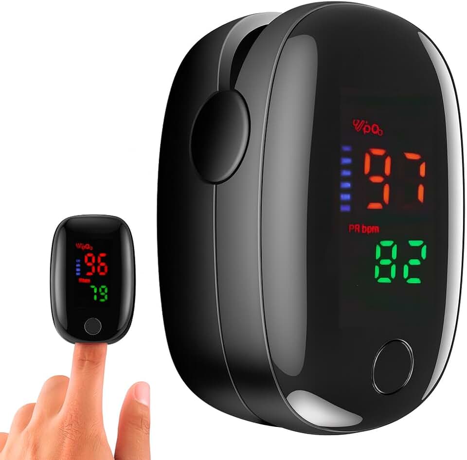 Oxímetro Digital Portátil de Alta Precisão – Mede Pulsação e Saturação de Oxigênio no Sangue com Tela LED e Operação Simples