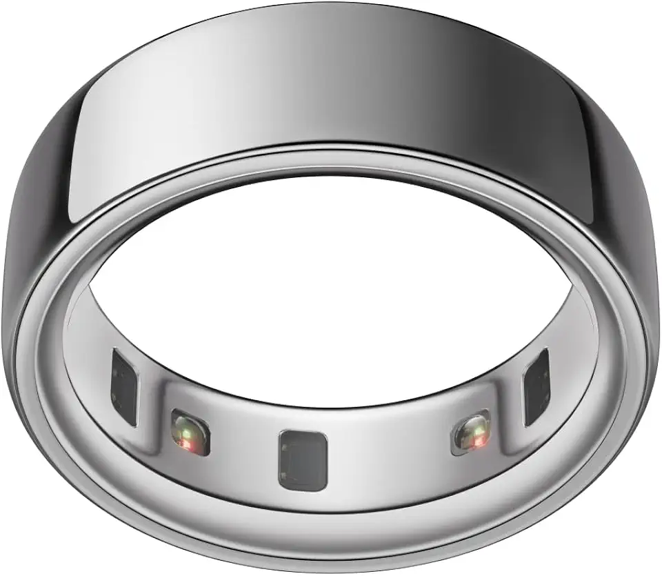 Oura Anel 4 - Prata - Tamanho 9 - Anel Inteligente - Tamanho Primeiro com Kit de Tamanho Oura - Rastreamento de Sono Vestível - Frequência Cardíaca - Rastreador de Fitness - Até 8 Dias de Vida Útil da