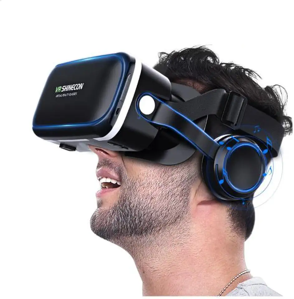 Óculos Vr Realidade Virtual 3D Com Fone De Ouvido E Controle,Suporte para Celular 4.0-6.53''