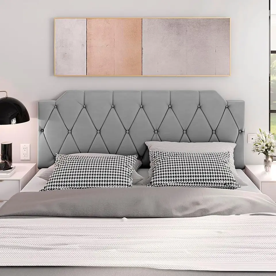 Cabeceira Kelly Box Estofada Painel Quarto Casal 1,40 Suspensa Almofadada Luxo Cinza