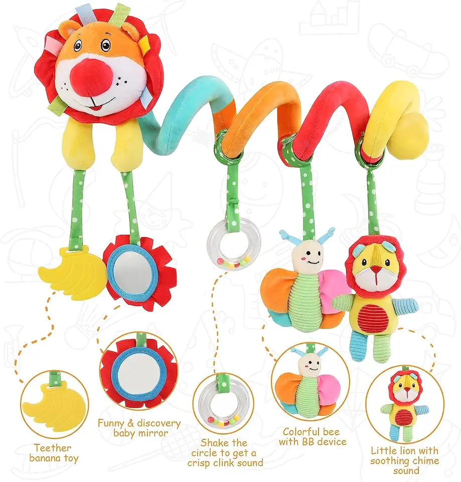 Mobile Leaozinho Espiral Bebe Carrinho Com Chocalho