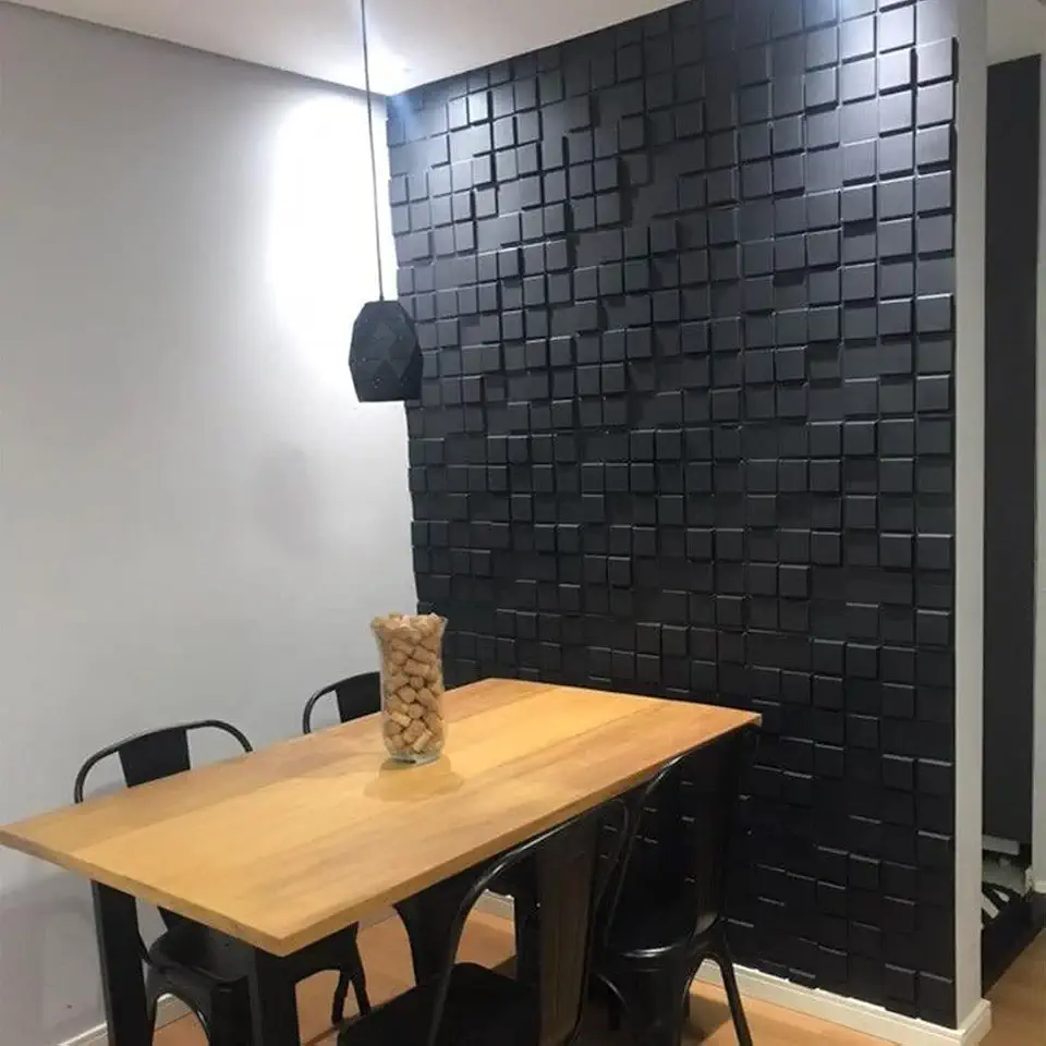 GF Casa Decor Kit com 10 Placas 3D Revestimento de Parede Pixel Preta 50x50cm 2,5m², CLASSIC-PIXEL-PRETA-10