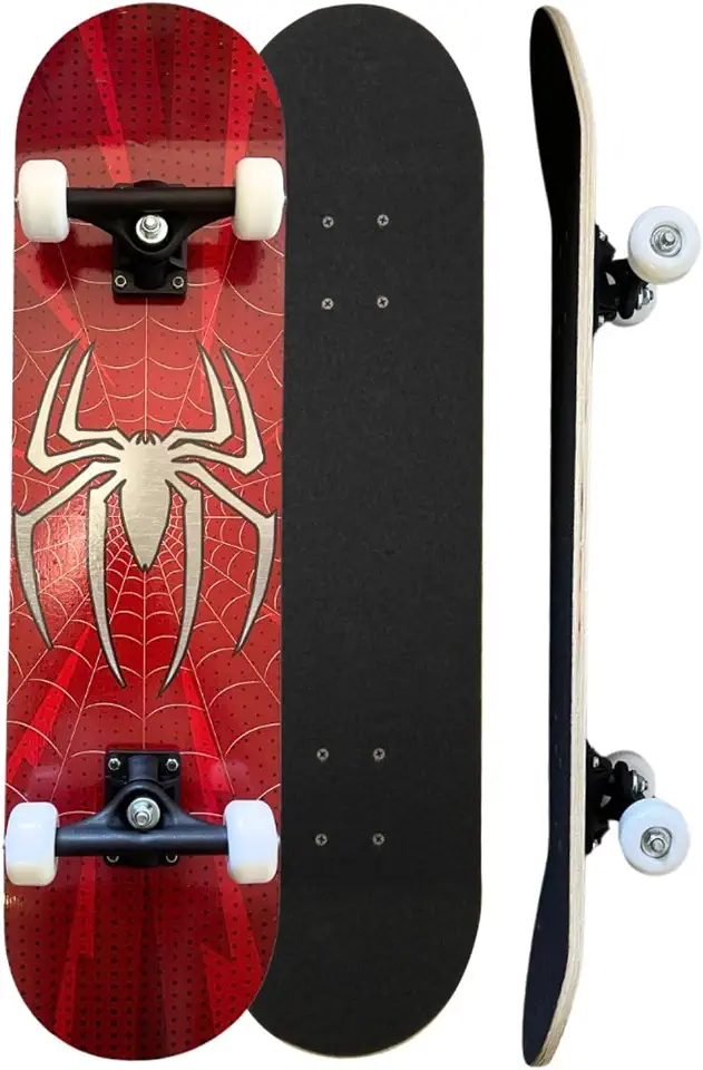 Skate Infantil Semi Profissional Juvenil Montado Completo Radical Skateboard Criança Shape com Lixa - Arte de Rua - Spider Aranha