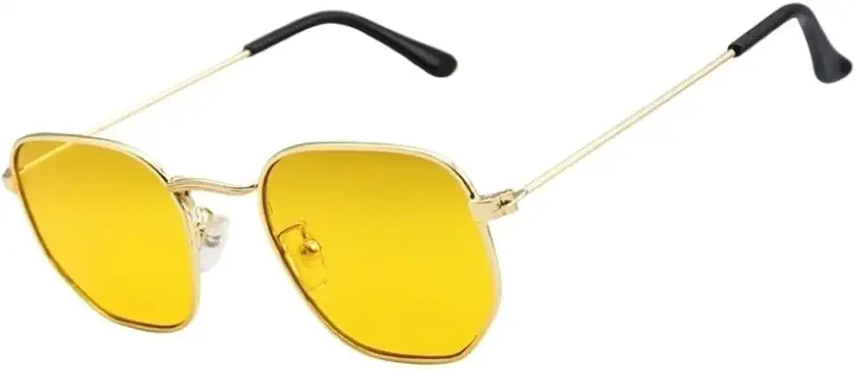 Óculos de Sol Hexagonal Geométrico Original Premium com Case Luxo Proteção UV400 Moda Estilo Classico Retrô Vintage Oldstyle Unissex Feminino Masculino - Cacife Brand