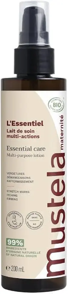 Mustela L’Essentiel Loção Corporal Multifuncional 200ml – Melhora Elasticidade, Firmeza, Previne e Corrige Estrias – com 99% de ingredientes de origem natural - Mustela Maternité