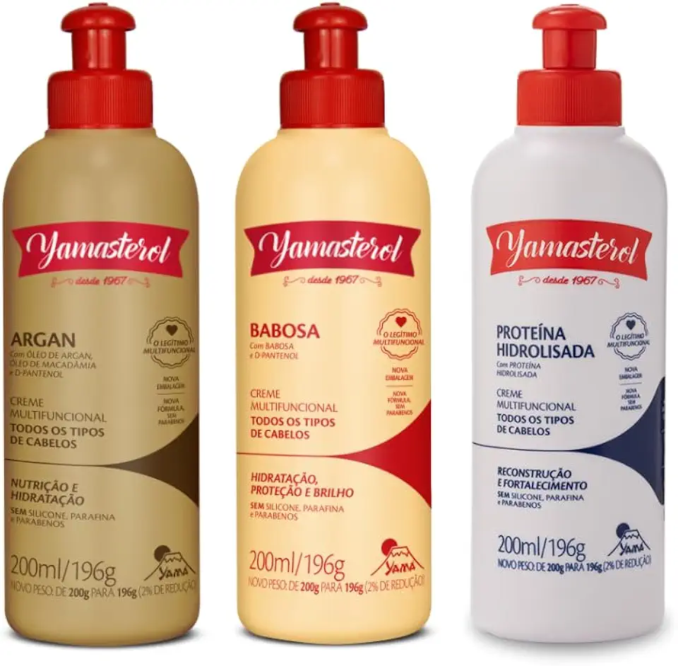 Kit 3 Yamasterol Cronograma Capilar Reparação Intensa Yamá 200ml