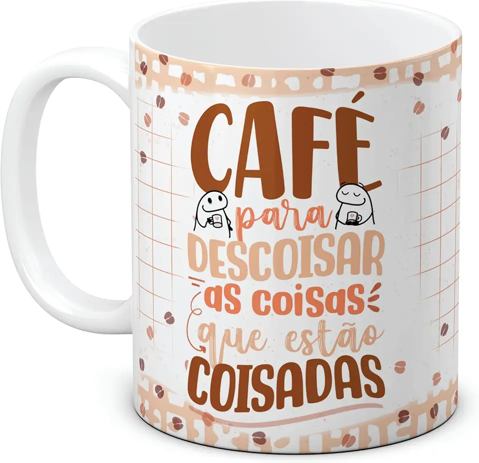 Caneca Flork Meme Café Frase Personalizada Divertida Presente Criativa Cerâmica 325ml