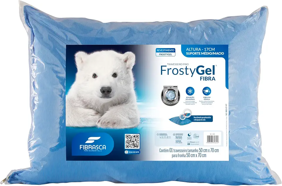 Travesseiro Frostygel Fibrasca Toque Gelado Lavável 50x70cm Cor Azul