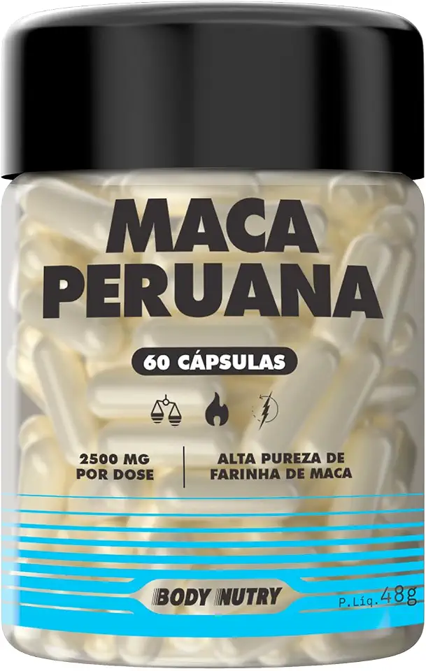 Maca Peruana Premium 2500mg Por Dose Lepidium Meyenii 100% Pura Natural Pote 60 Cápsulas Matéria Prima Importada Homens Mulheres Suplemento Cáps | Energia Resistência - Body Nutry