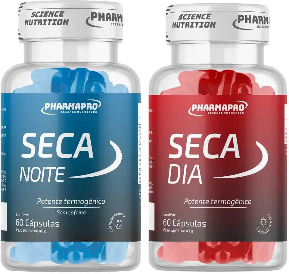 Termogenico Premium Dia e Noite Formula Noturna e Diurna Com e Sem Cafeina Potes 60 Capsulas Materia Prima Importada