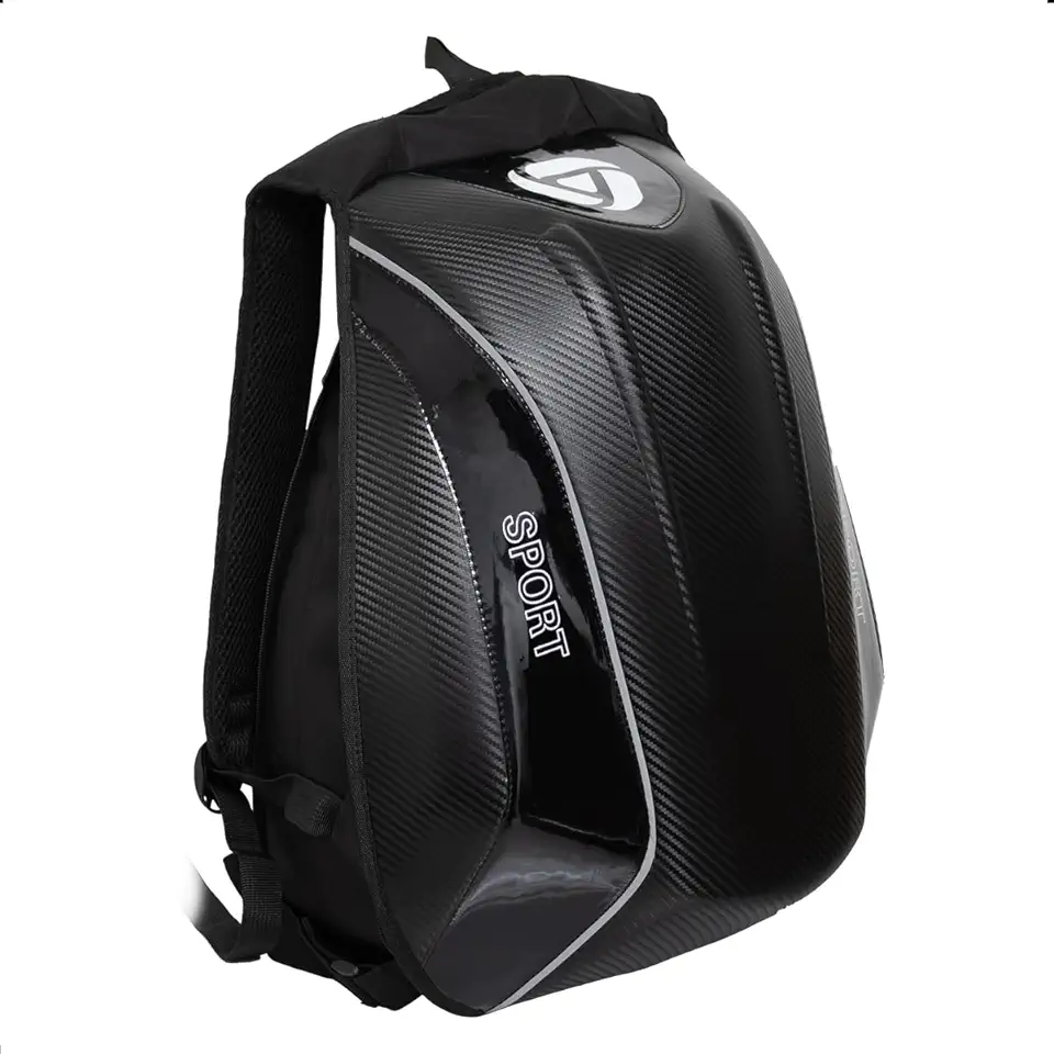 Mochila Moto Grande Aerodinamica Impermeavel Porta Capacete Efeito Fibra de Carbono Qualidade Premium