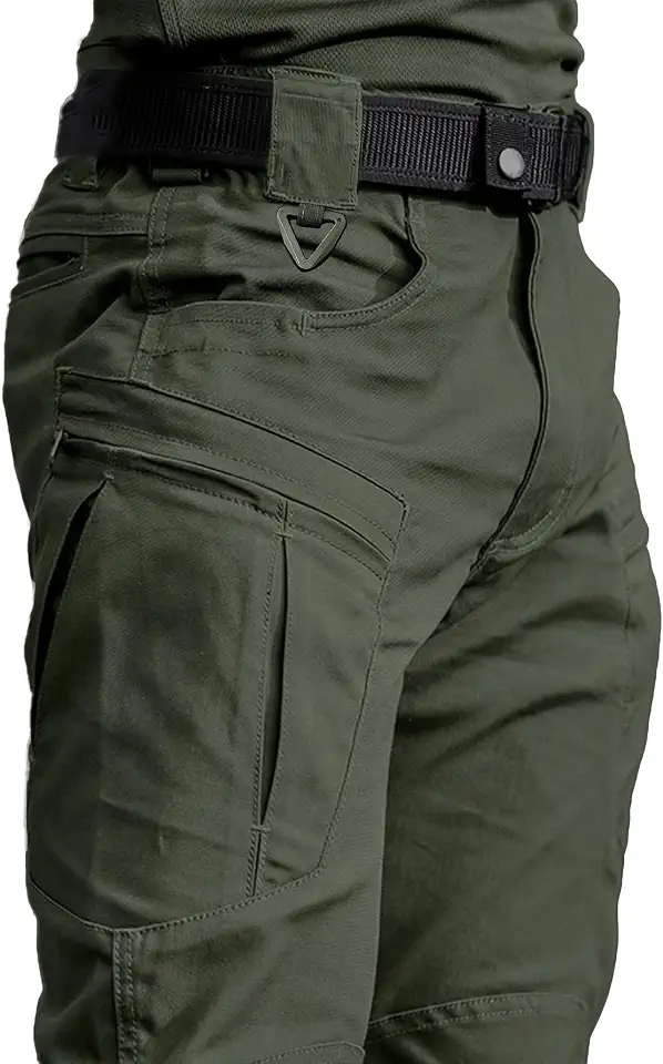 Calça masculina tática para uso ao ar livre, durável, com vários bolsos, para caminhadas, acampamento e treinamento, ajuste regular