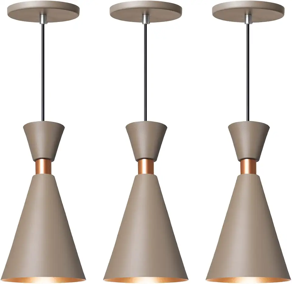 Kit 3 Luminária Pendente Mini Pequim 24 cm para Balcão Bancada Cozinha (Fendi)