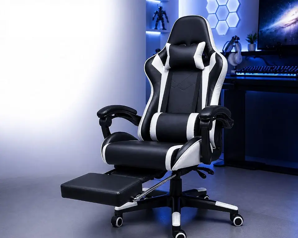 Cadeira Ergonomica Gamer Com Apoio Para Os Pés (Branca)