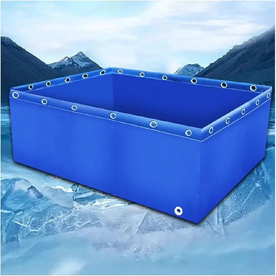 Lona durável de PVC acima do solo para lagos de peixes com válvula de drenagem - Lona impermeável resistente de 0,5 mm (1 x 1 x 0,5 m)