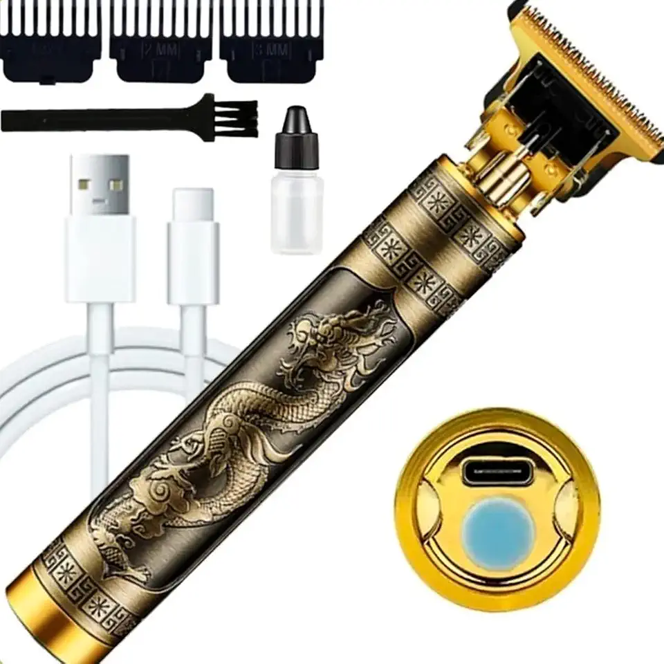 Máquina de Cortar Cabelo Profissional, Design Dragão, Lâminas de Aço Inoxidável