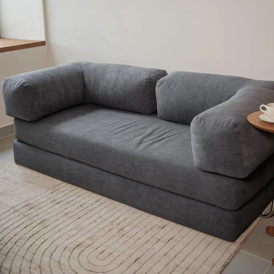Sofá Cama Flowin Modular Cotelê Cinza Inflow | Retrátil, Vai Na Caixa