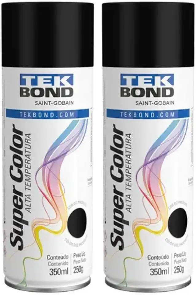 Kit 2 Tintas Spray Preto Fosco Alta Temperatura 350ml/250g